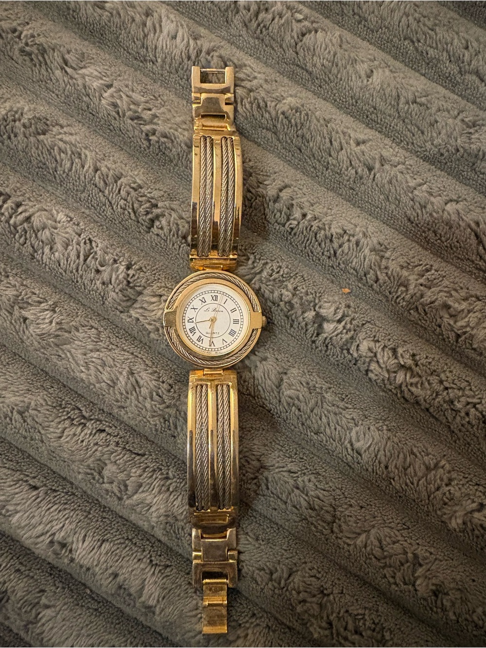 L. Brown Gold & Silver Cable Bracelet Watch